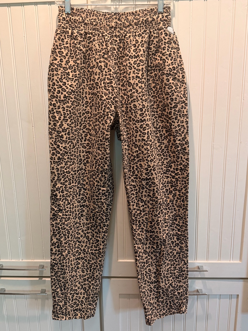 Cookman Leopard Print Elastic Waist Cotton Pants - L